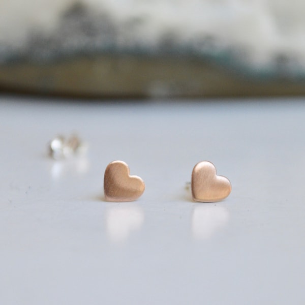 6mm Rose Gold Filled Heart Stud Earrings, 14k Yellow Gold Filled Heart Earrings, Birthday Gift for Girls, Stocking Stuffer Christmas gift