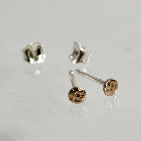 Super Tiny 3mm Textured Brass Dot Earrings, Small Dot Earrings,  Textured Earrings, Minimal Earrings, Tiny Earrings, Gold Dots, Hammered