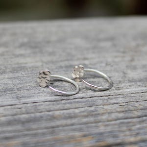 Puffy Cloud Hoop Earrings, Pull Through Earrings, Backless Sleeper Hoop Earrings, Minimal Huggie Earrings for Teen Girls