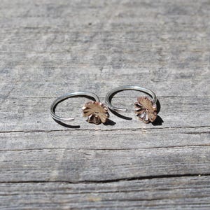 Gold Filled Tiny Flower Sleeper Hoop Earrings, Pull Through Earrings, Half Hoop Open Hoop Studs, Minimal Huggie Earrings for Women