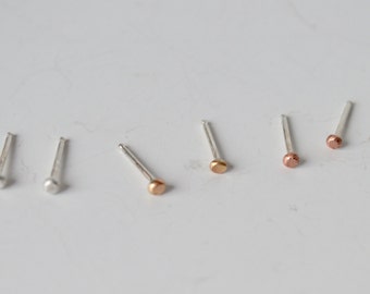 Set of Three, Tiny Earrings, Stud Earrings, Micro Earrings, Super Small Earrings, Extreme Tiny Earrings, Little Earrings, Rose Gold Color