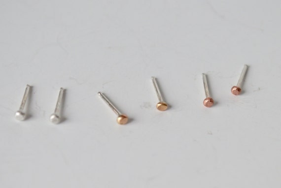 Set of Three Tiny Stud Earrings, Micro Earrings, Super Small Earrings, Extreme Tiny Earrings, Little Earrings, Cartilage Earrings