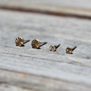 Antiqued Brass Stud Earrings, Tiny Studs, 3mm & 4mm, Earring Set of Two Pairs, Rustic Style Accessories