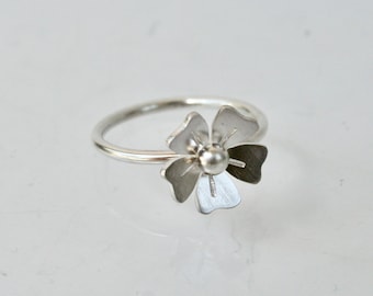 Handmade Sterling Silver Flower Ring, Blossom Jewelry