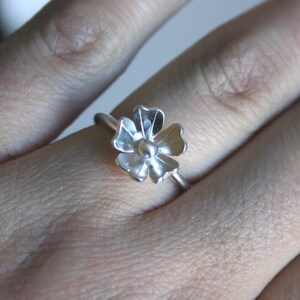 Small Sterling Silver Ring with Flower, Handmade in Colorado, Birthday Gift for Wife, Floral Jewelry, Dainty Jewelry, Feminine Style