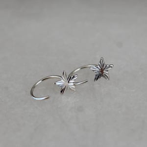 Sterling Silver Star Huggie Open Hoop Earrings,  Sleeper Hoop Earrings, Star Celestial Earrings, Half Hoop, Hoop Studs, Earrings for Women