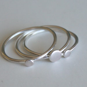 Set of Three Silver Dot Stacking Rings, Stackable Handmade Rings, Minimal Jewelry, Sterling Silver, 925, Gift for Her
