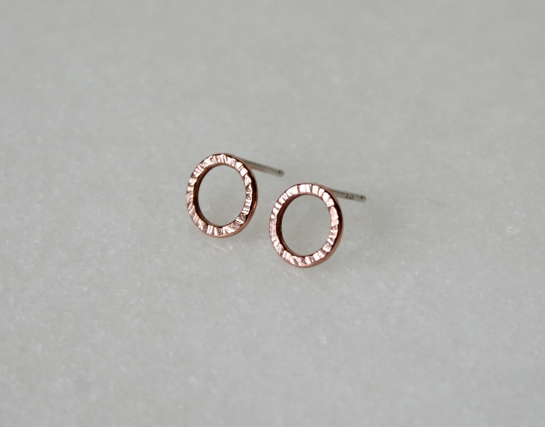 Tiny Stud Earrings, Tiny Copper Earrings, Small Circle Earrings, Tiny