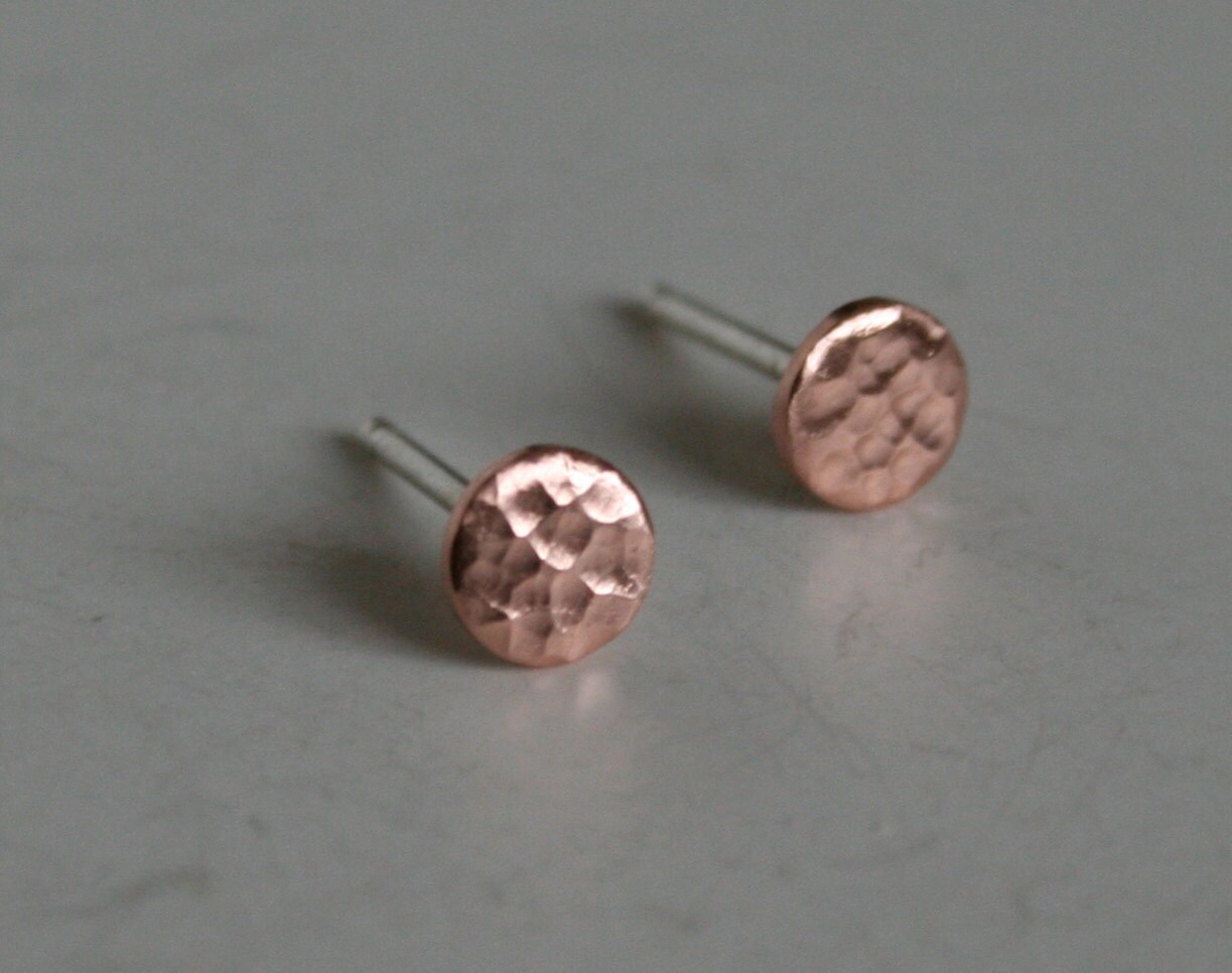 Textured Copper Dot Post Earrings Copper Earrings 4mm Dot | Etsy
