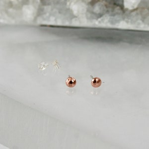 Copper Pebble Post Earrings, Copper Jewelry, Copper Dots, Dot Earrings, Hammered Earrings, Silver Posts, Polished Earrings, Natural Copper image 5