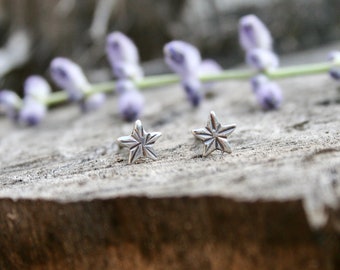 Rustic Western Star Earrings, Sterling Silver Stud Earrings, 5mm Stars, Boho Jewelry, Cowgirl Jewelry