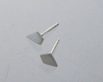 Sterling Silver Diamond Chip Post Earrings, Geometric Earrings, Geometric Jewelry, Silver Geometric Earrings, Silver Stud Earrings, Posts