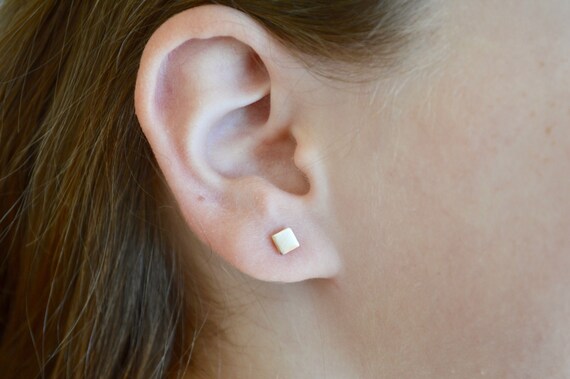 Minimal 4mm Square Stud Earrings Gold Filled Post Earrings