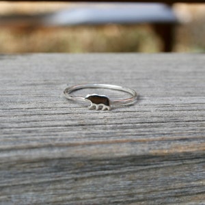 Minimal hammered silver ring with bear, available in sterling silver, copper, rose gold filled or yellow gold filled, brushed or polished image 6