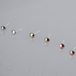 Tiny Dome Stud Earring Set Three Pairs, Stud Earring Pack, Minimal Small Dainty Earrings Polished Finish, Mixed Metals