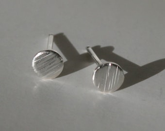 4mm Textured Sterling Silver Stud Earrings, Small Minimal Jewelry