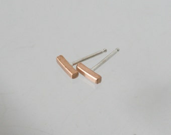 Bronze Bar Earrings, Silver Stud Earrings, Bar Earrings, Post Earrings, Stick Earrings, Small Earrings, Tiny Earrings, Bronze Jewelry