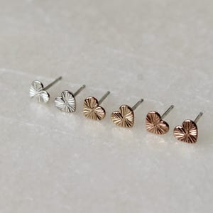 Set of Three Pairs of Multi Color Heart Stud Earrings, Earring Sets for Multiple Piercings, Gold Filled and Sterling Silver, Gift for Girls