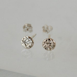 Unique Modern Textured Sterling silver studs earrings, 5mm round earrings, confetti inspired texture, studs, Minimal Stud Earrings for Women