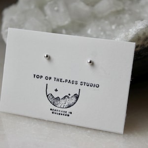 Tiny Round Sphere Silver Stud Earrings, Small ear studs, Sterling Silver, Handmade in USA, Minimal Stud Earrings for second Piercing