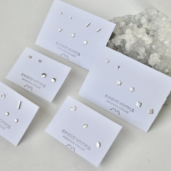 Create Your Own Set of Sterling Silver Stud Earrings, Mix and Match Stud Earrings, Multiple Piercings, Christmas Gift, Stocking Stuffer