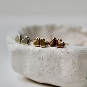 Tiny 4mm Heart Stud Earrings Set, Three Pair Earring Pack, Gold Filled Earrings, Sterling Silver Heart Earrings, Multi Color Heart Studs