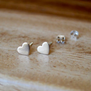 Gold Filled Heart Earrings, 6mm Heart Earrings, Stud Earrings, Tiny Stud Earrings, Silver Hear Earrings, Minimal Stud Earrings, Studs, Heart
