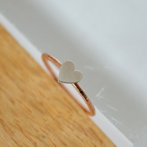 Heart Ring, Rose Gold Ring, Tiny Heart Ring, Silver Ring, Silver Heart, Gift for Girlfriend, Rose Gold, Tiny Heart Jewelry. Heart Jewelry image 4