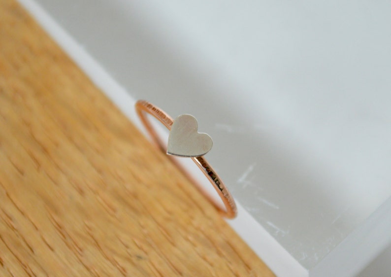 Heart Ring, Rose Gold Ring, Tiny Heart Ring, Silver Ring, Silver Heart, Gift for Girlfriend, Rose Gold, Tiny Heart Jewelry. Heart Jewelry image 4