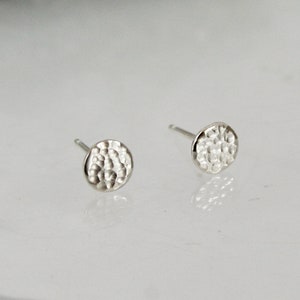 6mm Sterling Silver Hammered Dot Earrings, Hammered Silver Earrings, Silver Earrings, Post Earrings, Stud Earrings, Textured Earrings 925