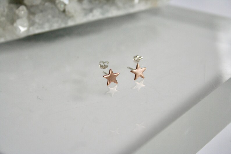 7mm Rose Gold Filled Star Stud Earrings, Minimal Jewelry, Gold Filled, Rose Gold Filled, Star Jewelry, Studs, Brushed Finish, Modern image 1