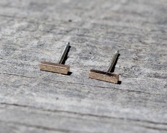 Gold Filled Bar Stud Earrings: Minimalist Line Studs, Cartilage Piercing