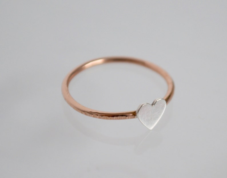 Heart Ring, Rose Gold Ring, Tiny Heart Ring, Silver Ring, Silver Heart, Gift for Girlfriend, Rose Gold, Tiny Heart Jewelry. Heart Jewelry image 3