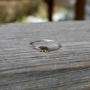 Minimal hammered silver ring with bear, available in sterling silver, copper, rose gold filled or yellow gold filled, brushed or polished image 9