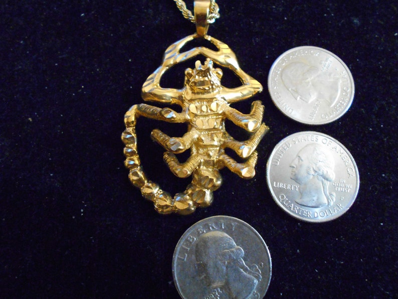 bling vintage gold plated overlay bonded clad scorpion scorpio zodiac astrology pendant charm necklace hip hop myth jewelry witch bug insect