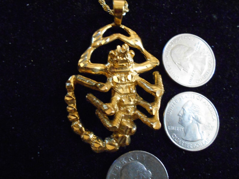 bling vintage gold plated overlay bonded clad scorpion scorpio zodiac astrology pendant charm necklace hip hop myth jewelry witch bug insect