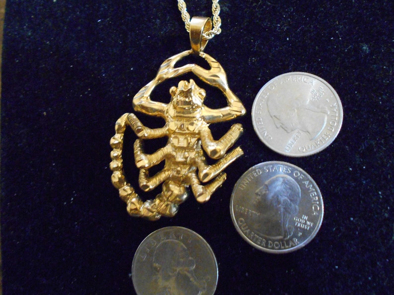 bling vintage gold plated overlay bonded clad scorpion scorpio zodiac astrology pendant charm necklace hip hop myth jewelry witch bug insect