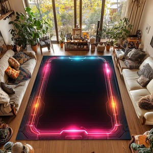 Neon Gaming Rug, Gamer Room Area Rug, E-Sports Rug, Colorful Game Rug, Custom Neon Rug, Cool Living Room Rug, Gift for Gamers