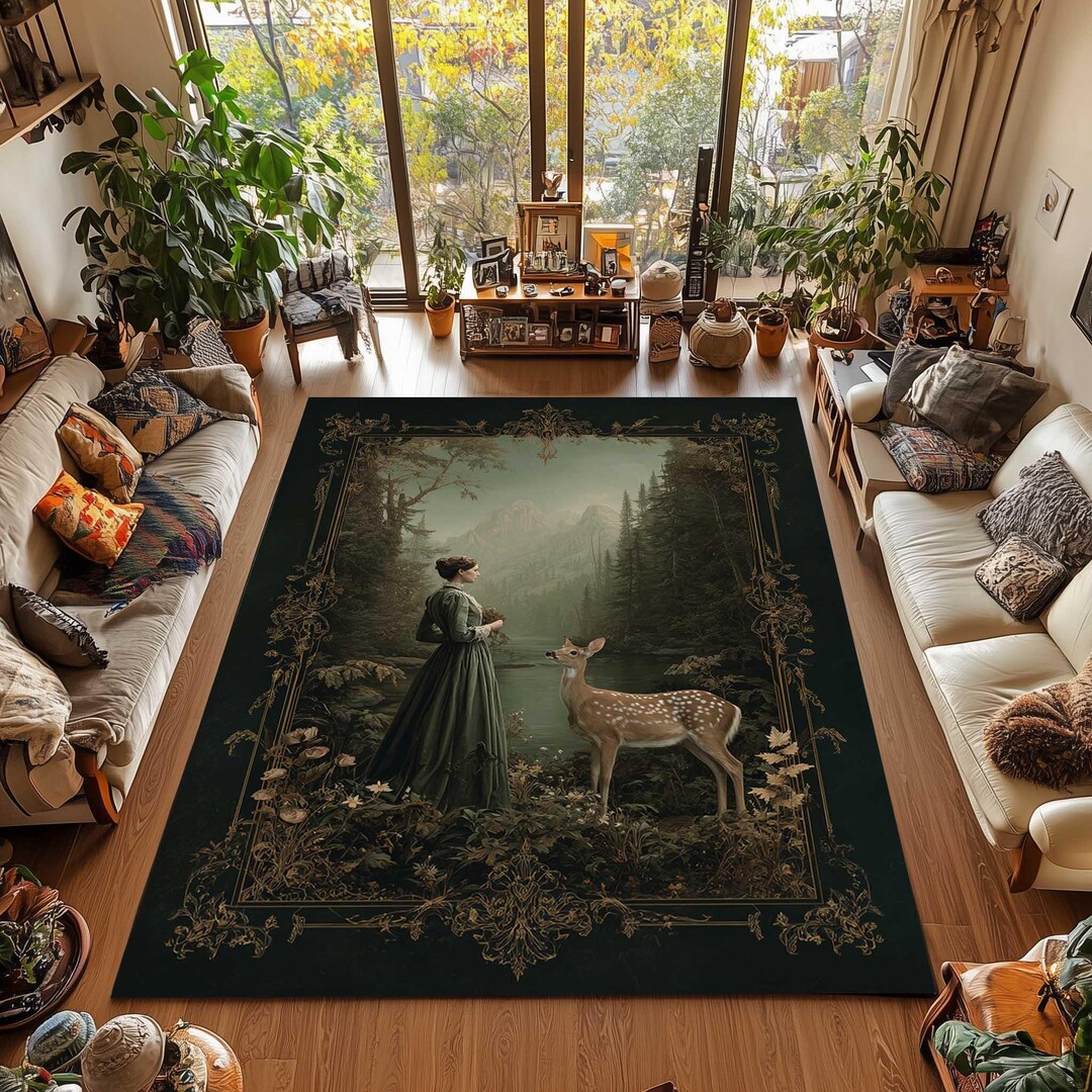 Enchanted Rug Gothic Enchanted Woodland Rug: Mystical Fairycore Forest Decor ...