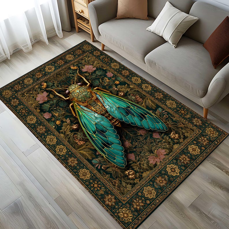 Art Deco Fly Rug, Vintage Insect Carpet for Maximalist Bedroom Decor - Etsy