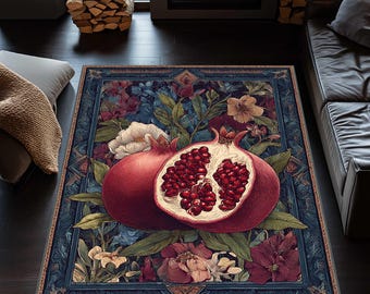 Tapete Dark Botanical Pomegranate, estilo Victorian Forestcore