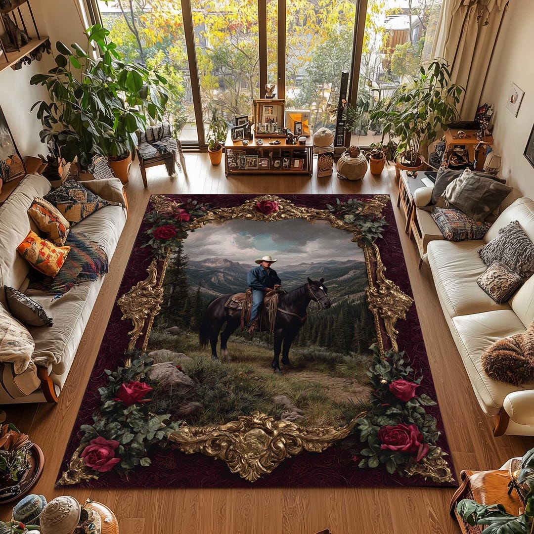 Western Cowboy Rug: Rustic Rodeo Style, Farmhouse Country Home Decor - Etsy