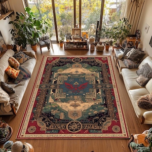 Zelda Legend Rug Modern Rug Non Slip Rug Kids Room Decor Home Decor Rug Game Room Rug, Gamer Gifts Zelda Kids Rug, Gaming Area Rug