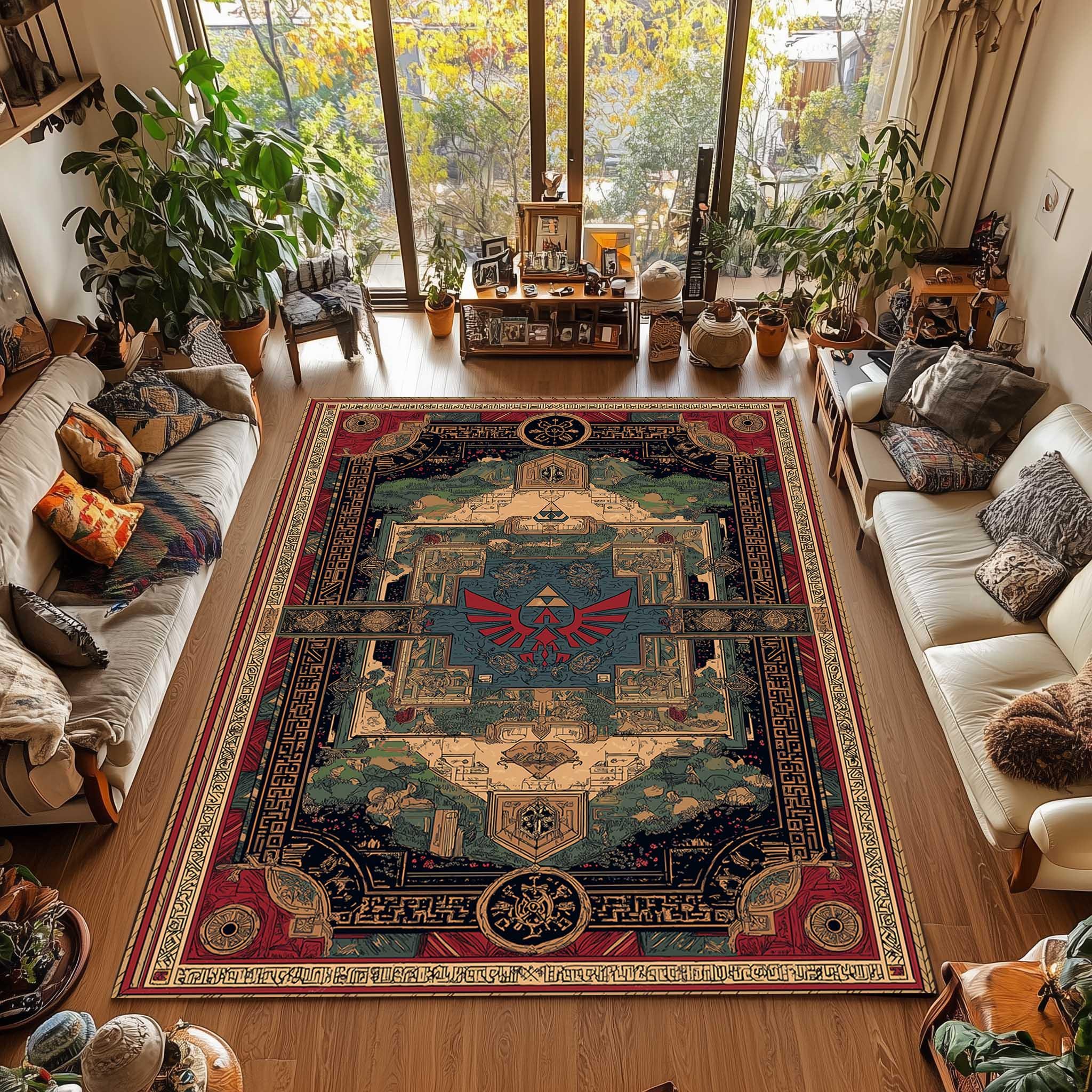Zelda Legend Rug Modern Rug Non Slip Rug Kids Room Decor Home Decor Rug Game Room Rug, Gamer Gifts Zelda Kids Rug, Gaming Area Rug