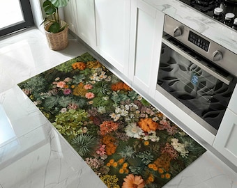 Machine Washable Non Slip Kitchen Runner Rug Low Pile Hallway Entryway and Laundry Mat Pet and Kid Friendly Custom Size Available