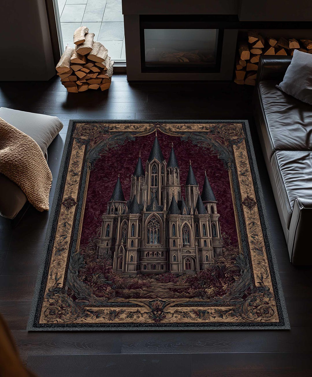 Gothic Castle Rug: Haunted Halloween Decor, Dark Academia Style - Etsy