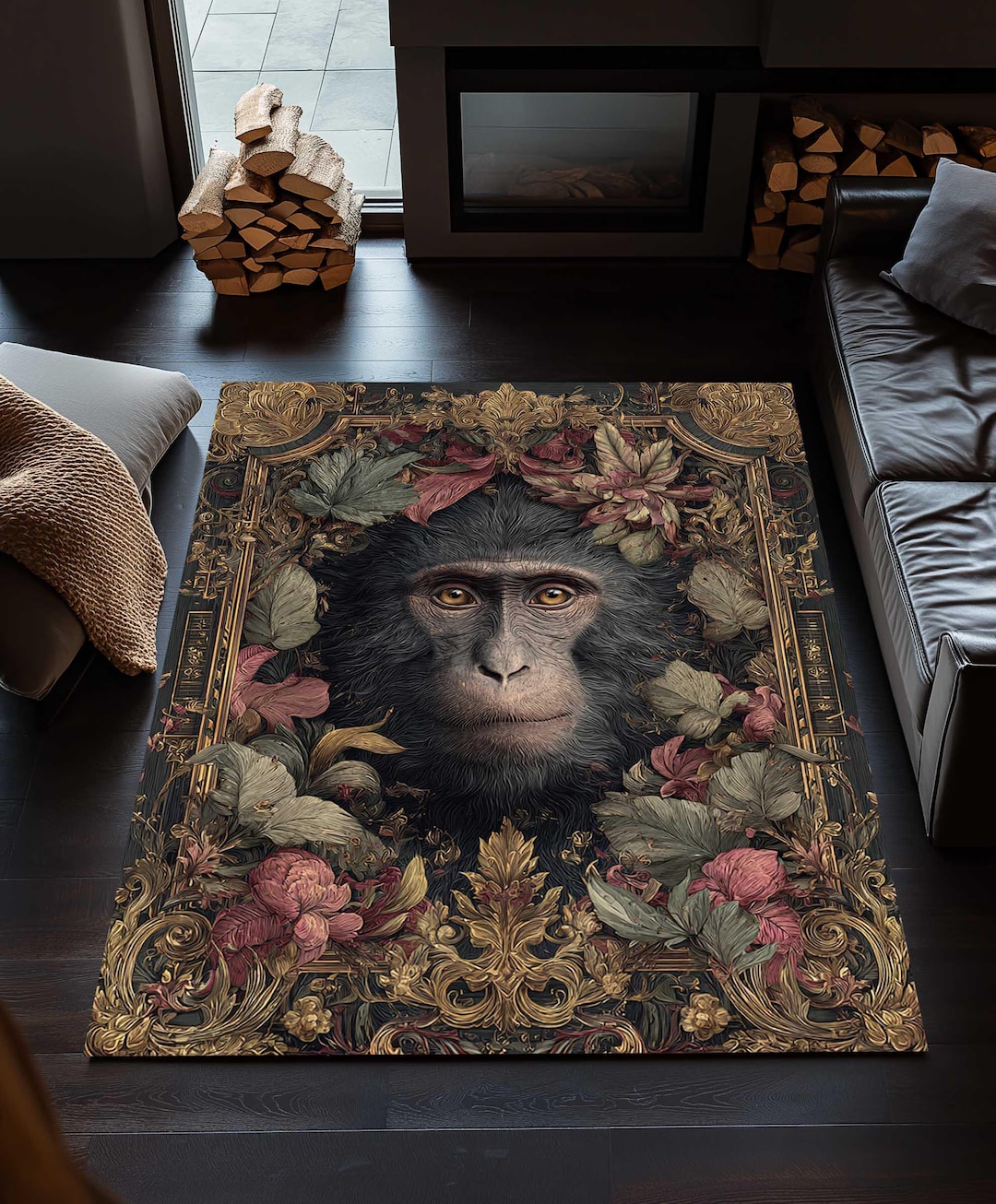 Colorful Monkey Rug, Whimsical Jungle Floor Decor, Boho Maximalist ...