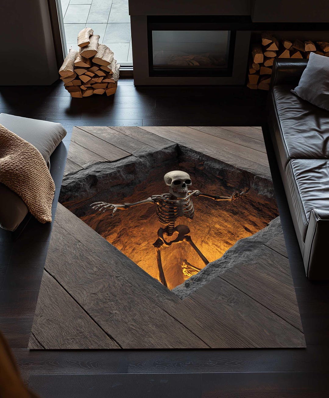Skeleton Stairwell Rug: 3D Illusion Gothic Halloween Decor - Etsy