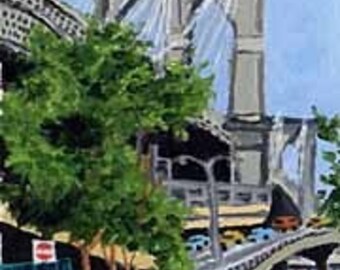 BROOKLYN BRIDGE ACEO Impresión de pintura de la ciudad de Nueva York