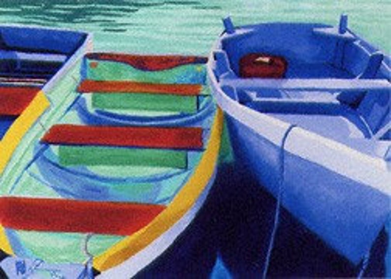ACEO PRINT SET of 4 Original Cape Cod Rowboat Paintings | Etsy